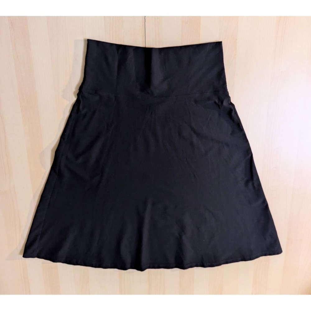 Eileen Fisher Stretchy Crepe‎ Flowy A Line Stretch Skirt Black made in USA